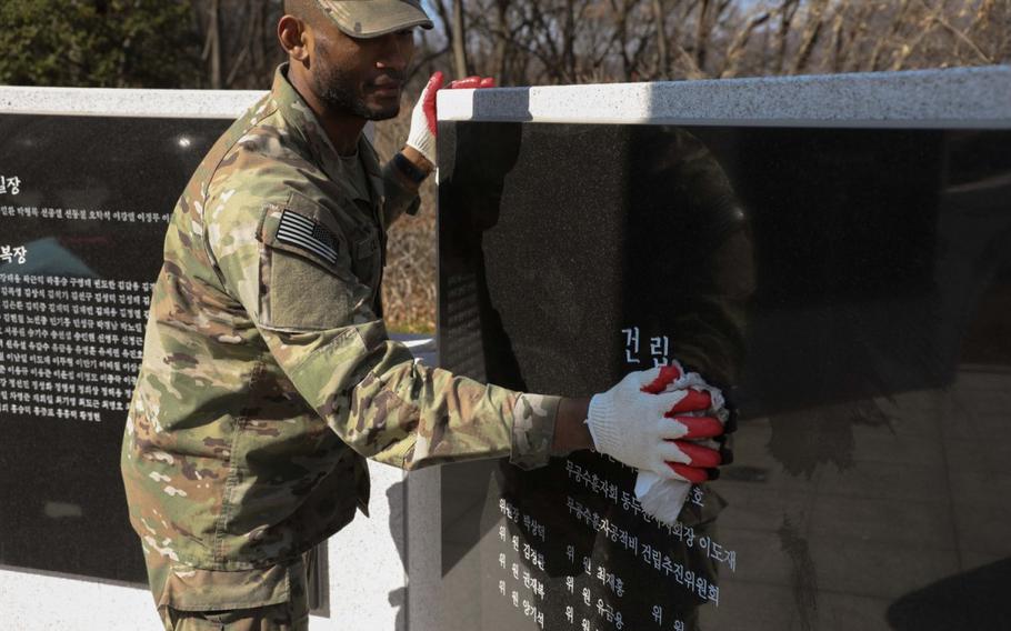 Spc. Malcom Clark, the U.S. Army Garrison Yongsan-Casey Better Opportunities for Single Soldiers (BOSS) president, can be seen mingling with junior enlisted Soldiers, senior leaders and key figures in South Korean communities.